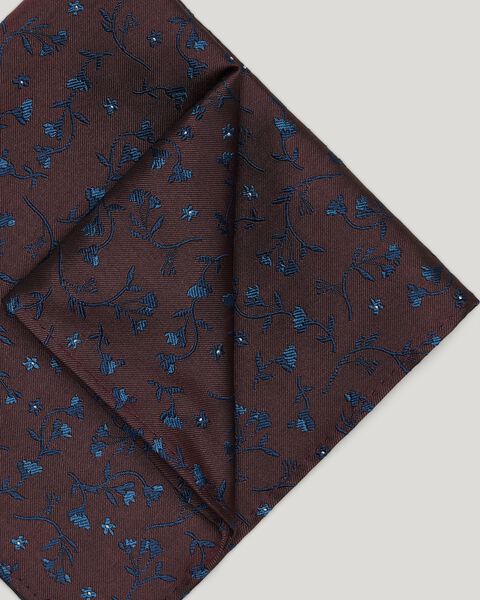 Tonal Floral Pocket Square, Burgundy, hi-res